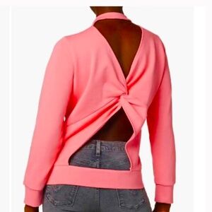 Hudson Jeans $145- XS Watermelon Pink Backless /Knot Twist Back Sweater